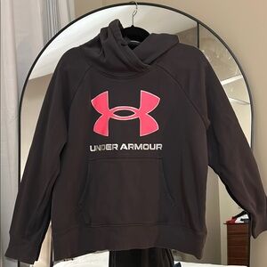 Under Armour Dark Gray Hoodie with Pink Logo